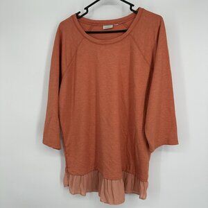 LOGO Lounge‎ Women's Orange Tunic Top Ruffle Hem